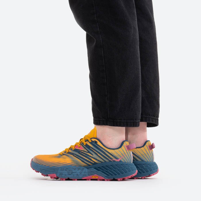 Hoka One One W Speedgoat 4 - Women Running Shoes - Yellow/Blue/Pink,Australia XHL-780453